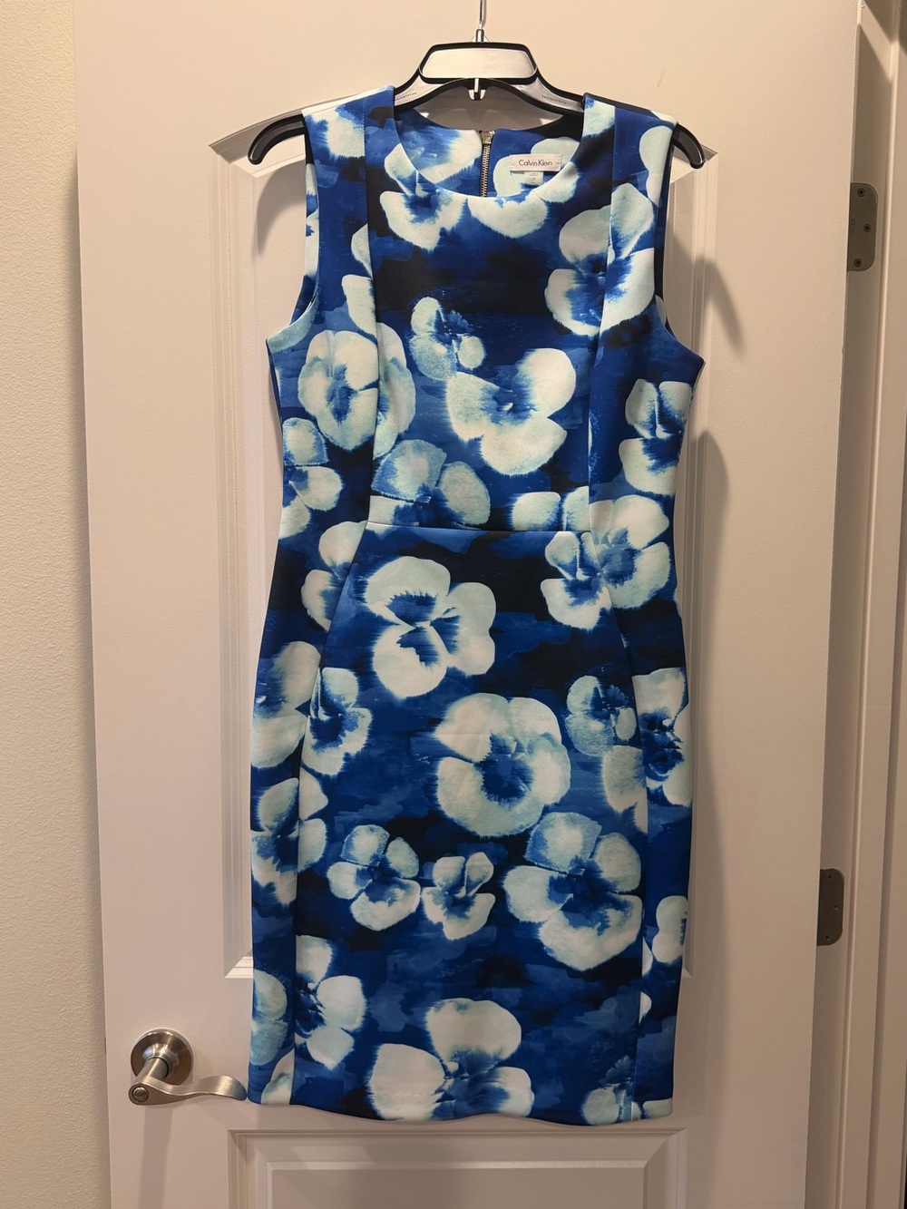 Calvin Klein Blue and White Floral Sheath Dress size 12